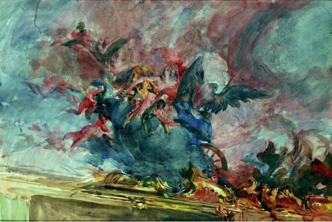 Giovanni Boldini - Project of Decoration `Parte di un Soffitto del Tiepolo, 1910大师画家风景画静物油画建筑油画装饰画