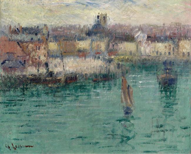 Gustave Loiseau - Dieppe, the Port of Avant, 1929大师画家风景画静物油画建筑油画装饰画