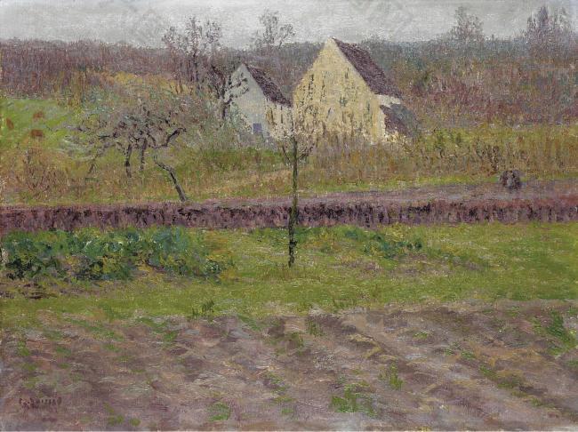 Gustave Loiseau - Orchard in Autumn, 1898大师画家风景画静物油画建筑油画装饰画