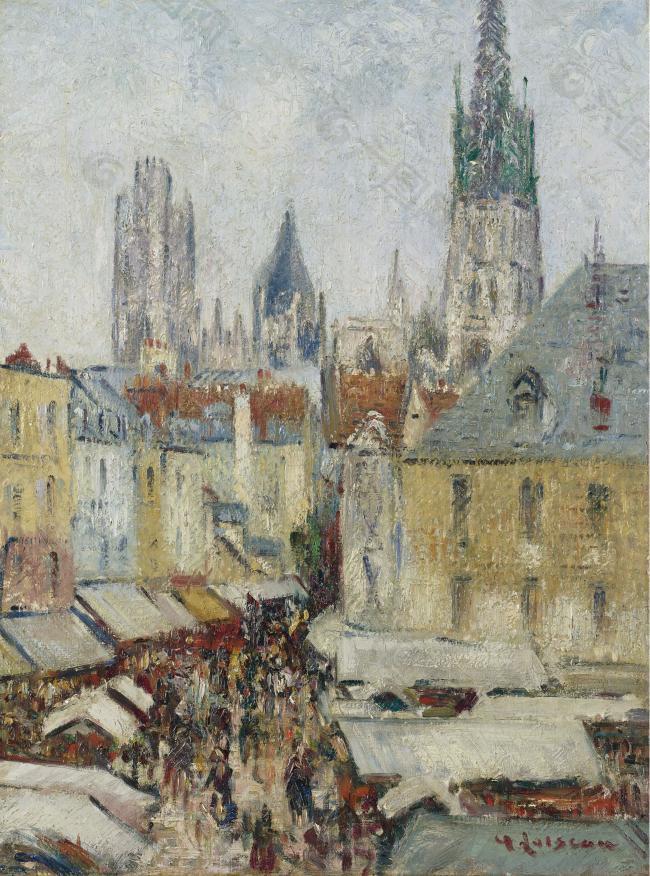 Gustave Loiseau - The Epicerie Street at Rouen, 1929大师画家风景画静物油画建筑油画装饰画