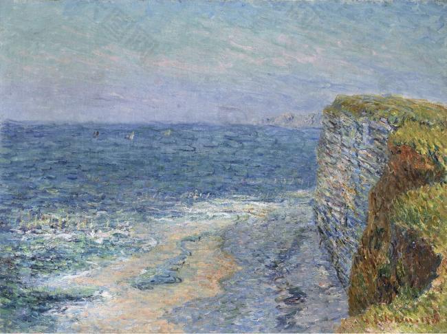 Gustave Loiseau - The Seascape at Etretat, 1901大师画家风景画静物油画建筑油画装饰画