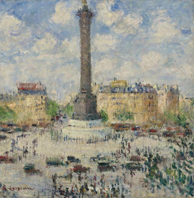 Gustave Loiseau - The Square of Bastille, 1927大师画家风景画静物油画建筑油画装饰画