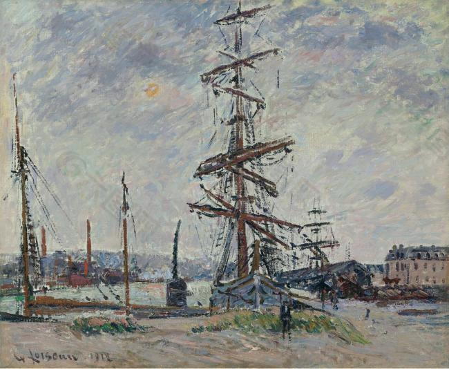 Gustave Loiseau - Vessels in Port, 1912大师画家风景画静物油画建筑油画装饰画