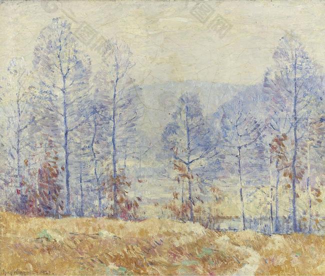 Guy Carleton Wiggins - Frost on the Hills, 1921大师画家风景画静物油画建筑油画装饰画