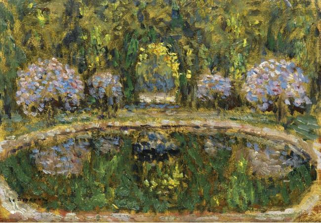 Henri Le Sidaner - Bassin de Trianon, 1916大师画家风景画静物油画建筑油画装饰画