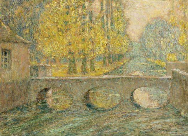 Henri Le Sidaner - Bridge, Autumn, Gisors, 1904大师画家风景画静物油画建筑油画装饰画