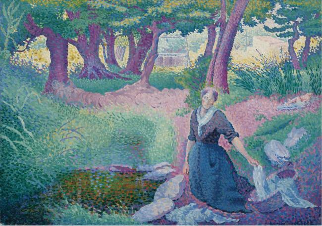 Henri Edmond Cross - The Laundress, 1895-96大师画家风景画静物油画建筑油画装饰画