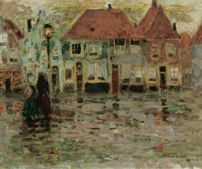 Henri Le Sidaner - The Square of Ecluse, Sluis, 1899大师画家风景画静物油画建筑油画装饰画