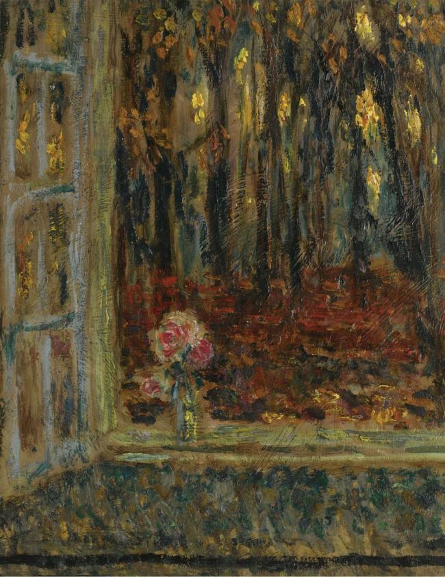 Henri Le Sidaner - The Window in Autumn, 1916大师画家风景画静物油画建筑油画装饰画