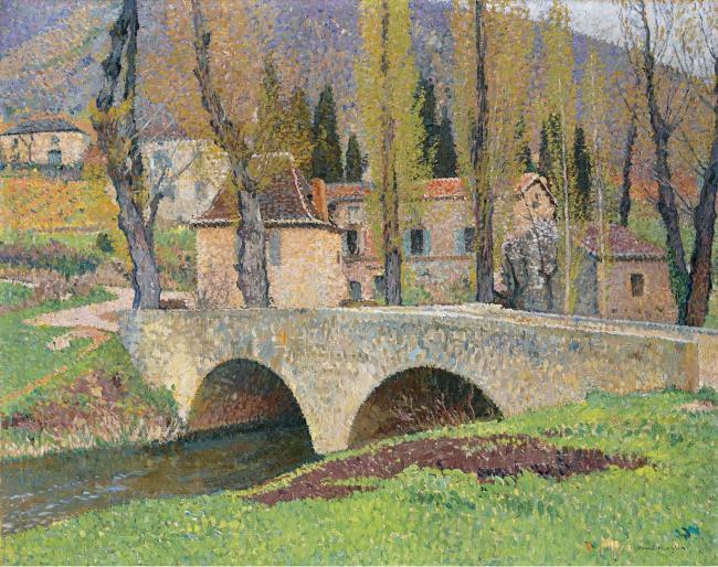 Henri Martin - The Bridge in Labastide-du-Vert, 1930大师画家风景画静物油画建筑油画装饰画