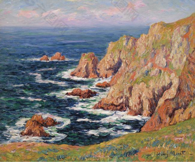 Henry Moret - De Cote Sauvage, 1908大师画家风景画静物油画建筑油画装饰画