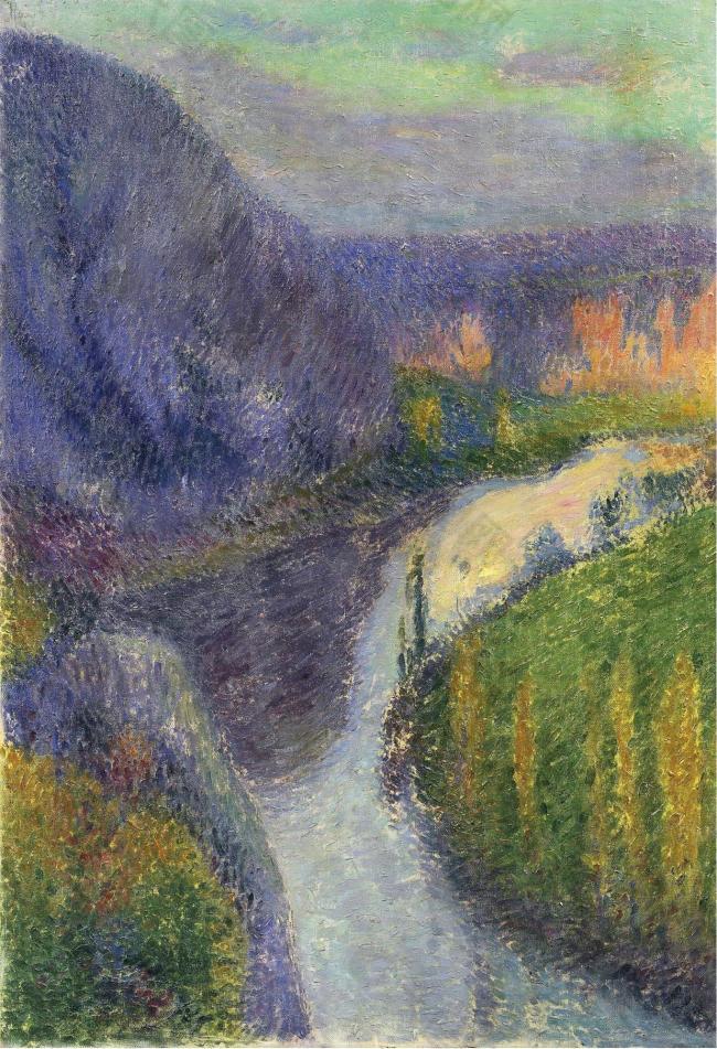 Henri Martin - The Valley of Lot near of Saint-Cirq-Lapopie大师画家风景画静物油画建筑油画装饰画