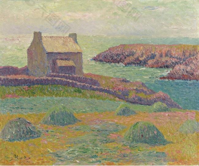 Henry Moret - House on the Hill, 1898大师画家风景画静物油画建筑油画装饰画