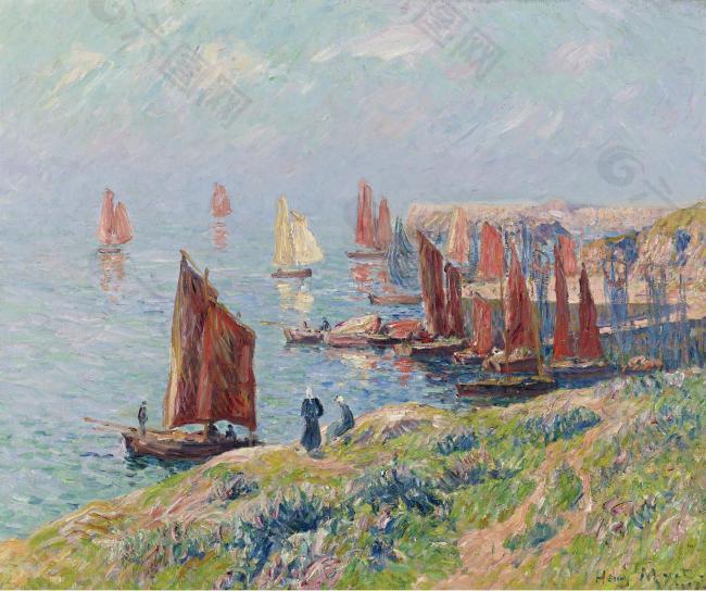 Henry Moret - Returning of the Boats, 1907大师画家风景画静物油画建筑油画装饰画