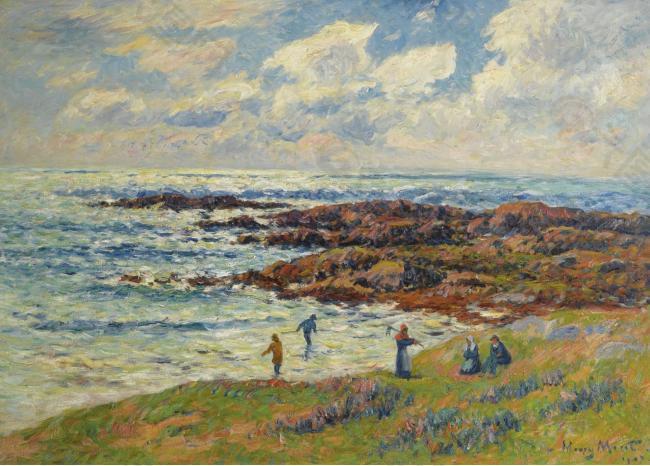 Henry Moret - Gathering of Seaweeds at Nevez, 1908大师画家风景画静物油画建筑油画装饰画