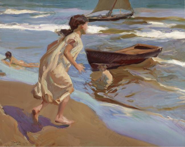 Joaquin Sorolla y Bastida - The Bathing Hour, 1917大师画家风景画静物油画建筑油画装饰画