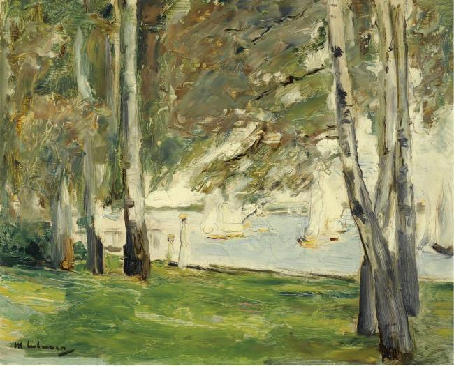 Max Liebermann - Birch Trees on the Banks of Wannsee, to the East, 1924大师画家风景画静物油画建筑油画装饰画