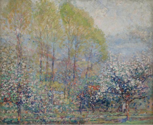 Karl Albert Buehr - Springtime in Giverny, 1909-11大师画家风景画静物油画建筑油画装饰画