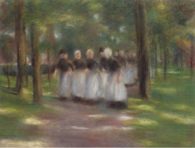Max Liebermann - Sunday Afternoon in Laren-Alley with Girls, 1897大师画家风景画静物油画建筑油画装饰画