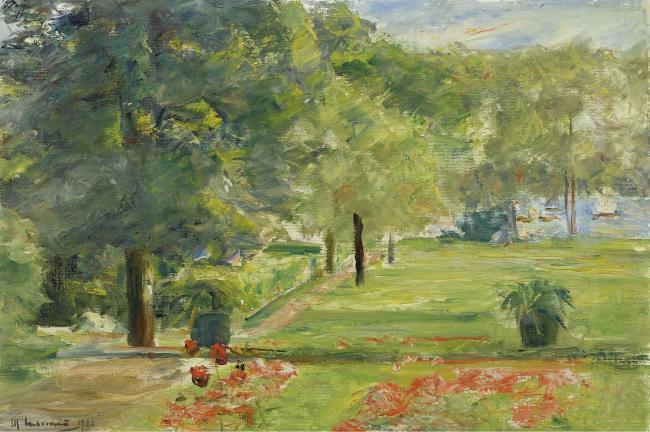 Max Liebermann - Flower Terrace, Wannsee Garden to the East, 1923大师画家风景画静物油画建筑油画装饰画