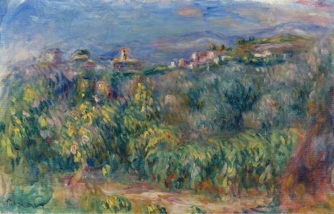 Pierre Auguste Renoir - Landscape at Provence, Cagnes, 1910大师画家风景画静物油画建筑油画装饰画
