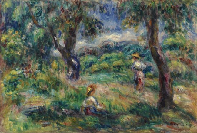 Pierre Auguste Renoir - Landscape in Blue, 1915大师画家风景画静物油画建筑油画装饰画