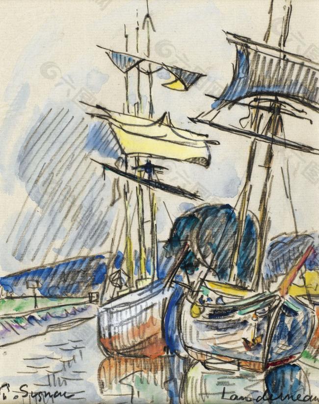 Paul Signac - Landerneau, 1925大师画家风景画静物油画建筑油画装饰画