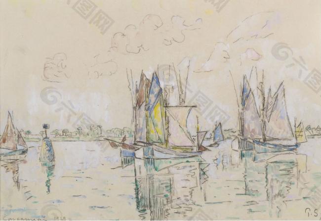 Paul Signac - The Port of Concarneau, 1929大师画家风景画静物油画建筑油画装饰画