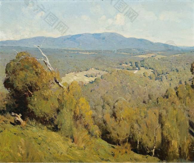 Penleigh Boyd - Yarra Valley Landscape, 1918大师画家风景画静物油画建筑油画装饰画