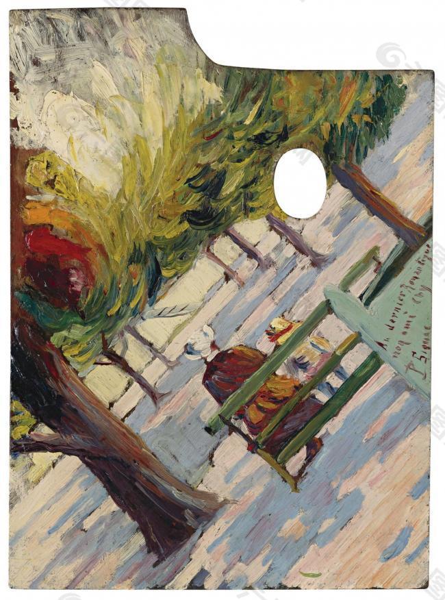 Paul Signac - Palette, Public Garden, 1882-83大师画家风景画静物油画建筑油画装饰画