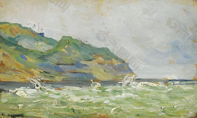 Paul Signac - Port-en-Bessin, 1882大师画家风景画静物油画建筑油画装饰画