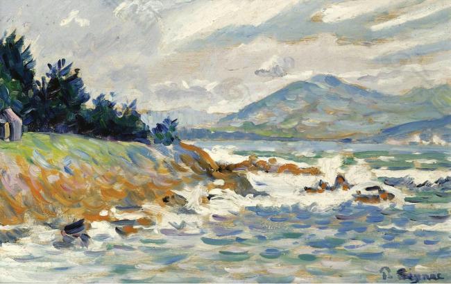Paul Signac - Saint-Tropez, the Gust of Eastern Wind, 1895大师画家风景画静物油画建筑油画装饰画