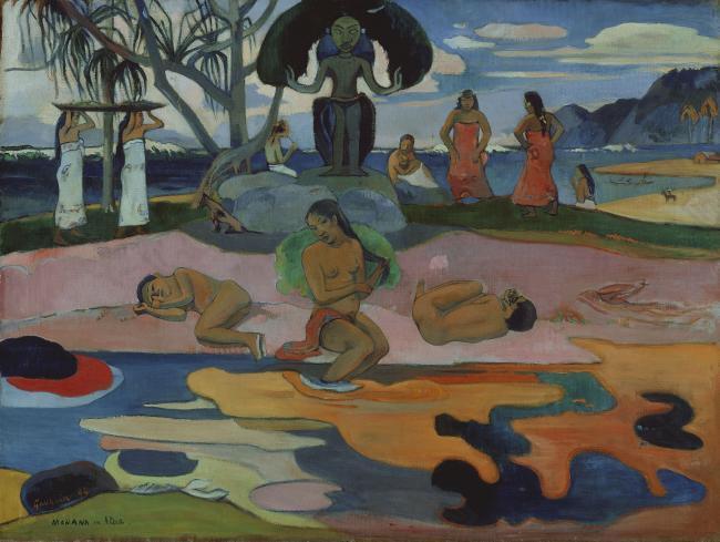 Paul Gauguin - Day of the God (Mahana no Atua), 1894法国画家保罗.高更paul gauguin印象派油画装饰画