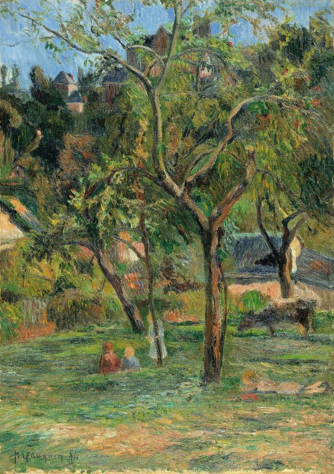 Paul Gauguin - An Orchard under the Church of Bihorel, 1884法国画家保罗.高更paul gauguin印象派油画装饰画