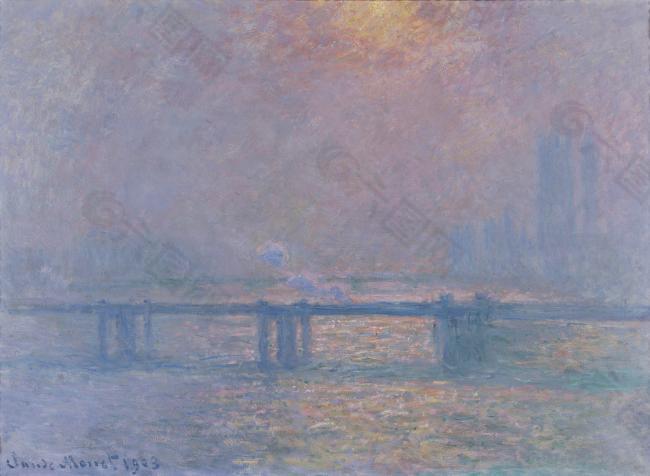 Charing Cross Bridge, The Thames, 1903法国画家克劳德.莫奈oscar claude Monet风景油画装饰画