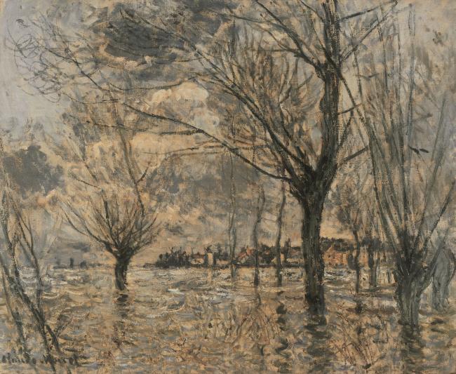 Inondation de la Seine 脿 Vetheuil, 1881法国画家克劳德.莫奈oscar claude Monet风景油画装饰画