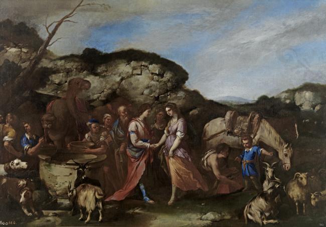 Giordano, Luca - Isaac y Rebeca, Ca. 1655意大利画家卢卡焦尔达诺Fa Presto人物油画装饰画