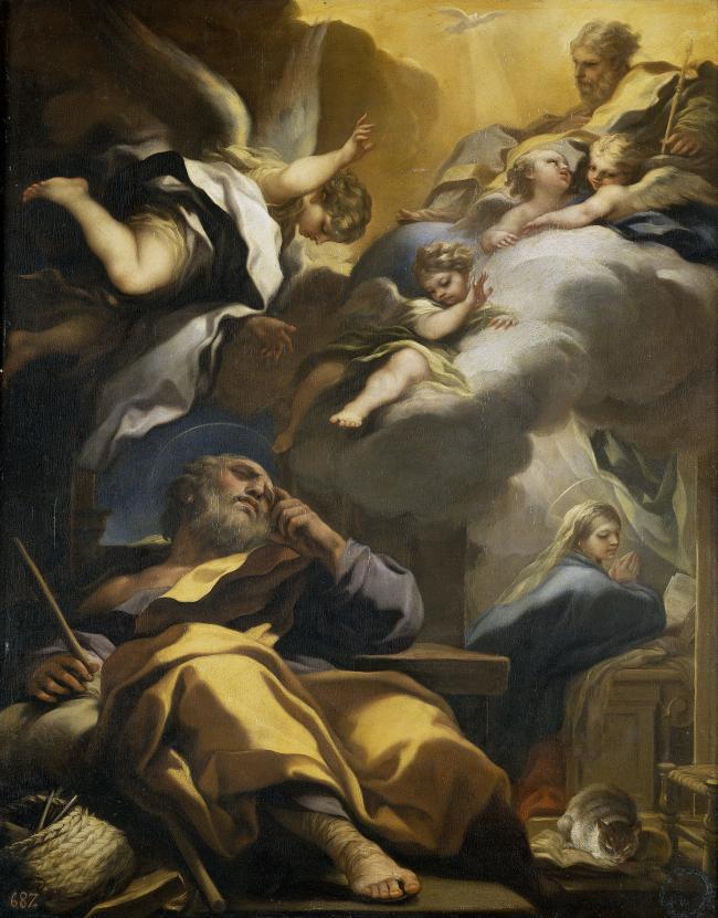 Giordano, Luca - El sueno de San Jose, Ca. 1697意大利画家卢卡焦尔达诺Fa Presto人物油画装饰画