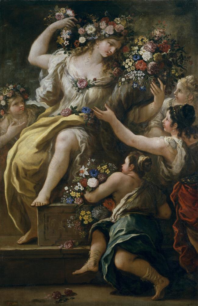 Giordano, Luca - La diosa Flora, Ca. 1697意大利画家卢卡焦尔达诺Fa Presto人物油画装饰画