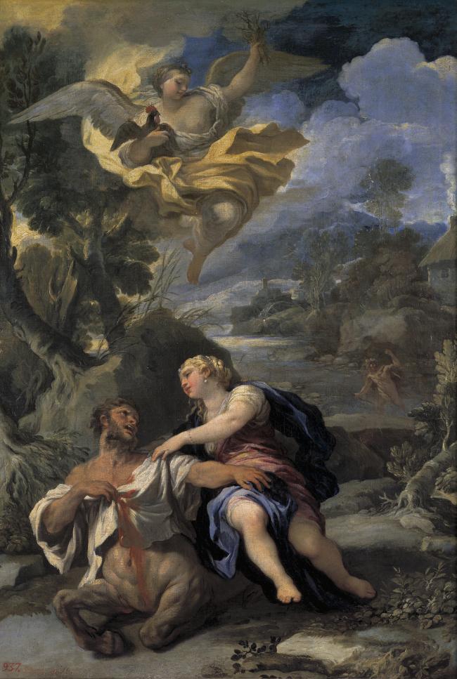 Giordano, Luca - La muerte del centauro Neso, Ca. 1697意大利画家卢卡焦尔达诺Fa Presto人物油画装饰画