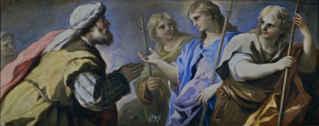 Giordano, Luca - Abraham adorando a los tres angeles, 1695-96意大利画家卢卡焦尔达诺Fa Presto人物油画装饰画