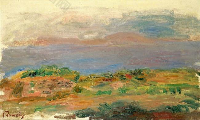Pierre Auguste Renoir - Green Cliffs and the Sea, 1898大师画家风景画静物油画建筑油画装饰画