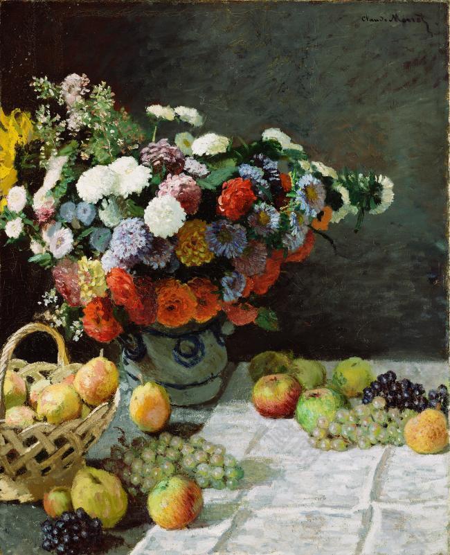 Flowers and fruit, 1869法国画家克劳德.莫奈oscar claude Monet风景油画装饰画
