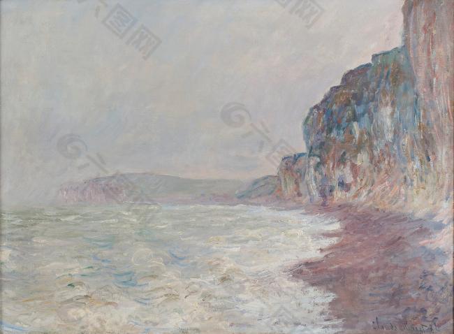 Falaises, temps gris, 1882-1886法国画家克劳德.莫奈oscar claude Monet风景油画装饰画