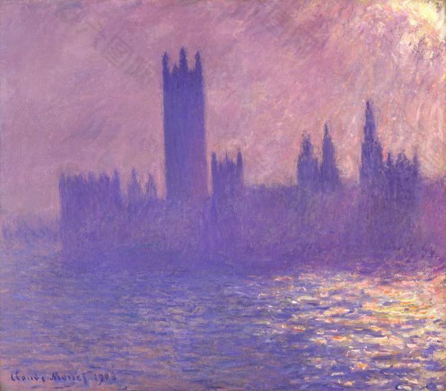 House of Parliament, Sunlight Effect, 1903法国画家克劳德.莫奈oscar claude Monet风景油画装饰画