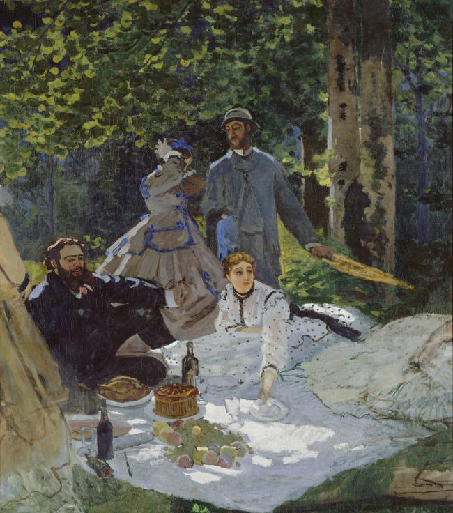 Luncheon on the Grass, Central panel, 1865法国画家克劳德.莫奈oscar claude Monet风景油画装饰画