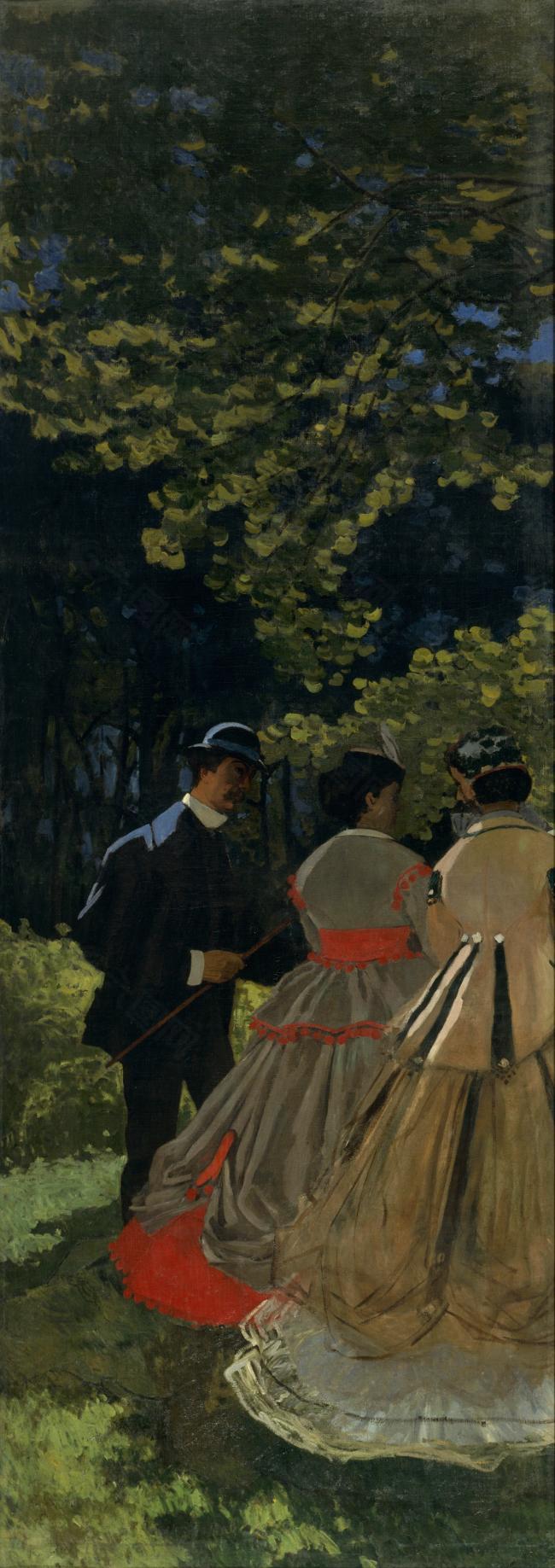 Luncheon on the Grass, Left Panel, 1865法国画家克劳德.莫奈oscar claude Monet风景油画装饰画