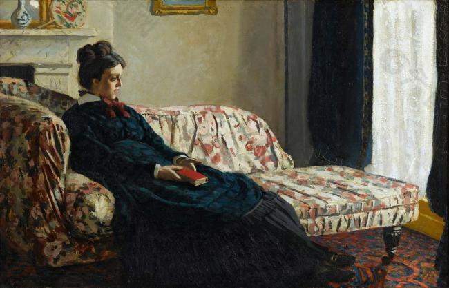 Meditation, Mrs. Monet Sitting on a Sofa, 1870-1871法国画家克劳德.莫奈oscar claude Monet风景油画装饰画