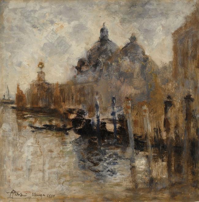 Pompeo Mariani - View of Salute in Venice, 1908大师画家风景画静物油画建筑油画装饰画