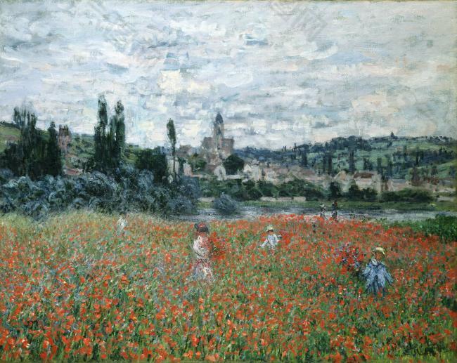 Poppy Field near Vetheuil, 1879法国画家克劳德.莫奈oscar claude Monet风景油画装饰画